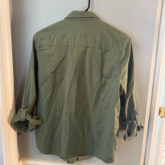 Thereabouts Olive Green Button Down Shirt with Rolled Sleeves - Picture 3 of 8